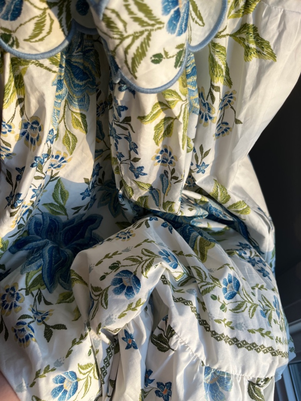 Farm Rio Sleeveless Scallop-Trim Printed Midi Dress w Floral Embroidery NWT GWP - Picture 7 of 7